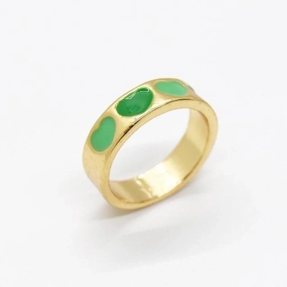 Size 7 Gold Green Heart Ring